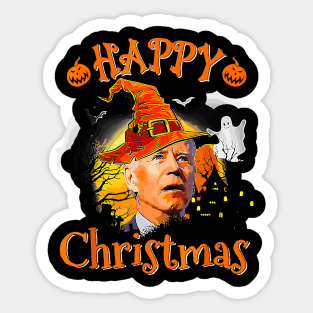 Happy Christmas Joe Biden Confused Pumpkin Halloween Spooky Sticker